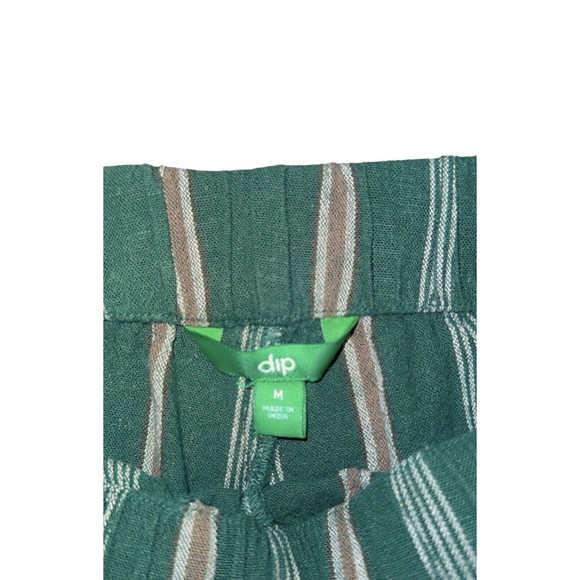 DIP Women's Linen Trouser Pants Size M Capri Pockets Elastic Green Loose Fitting - Picture 5 of 11